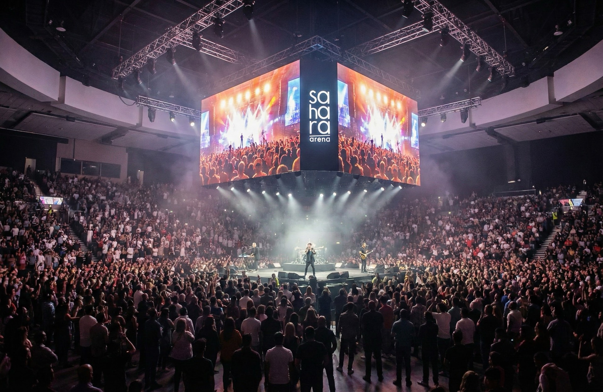 A sold-out concert under the Sahara Arena LED cube