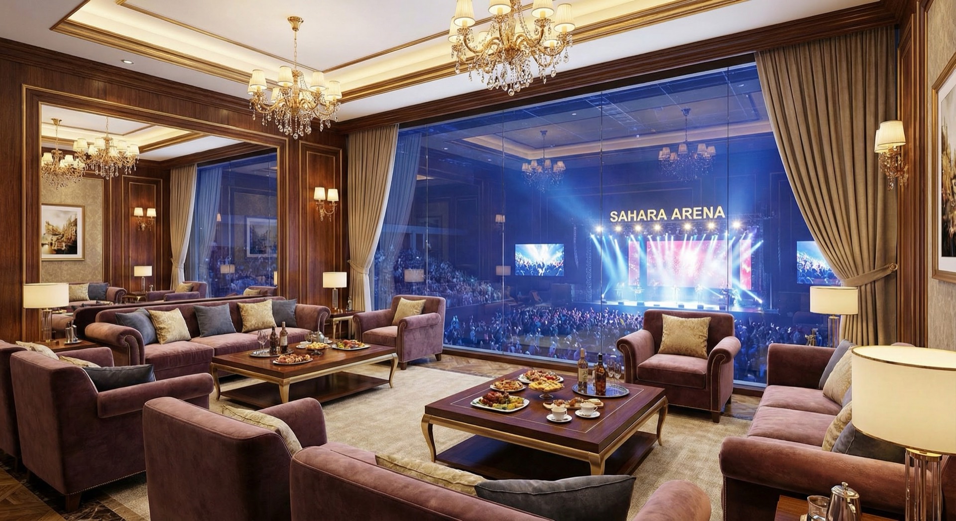 A private suite overlooking the stage